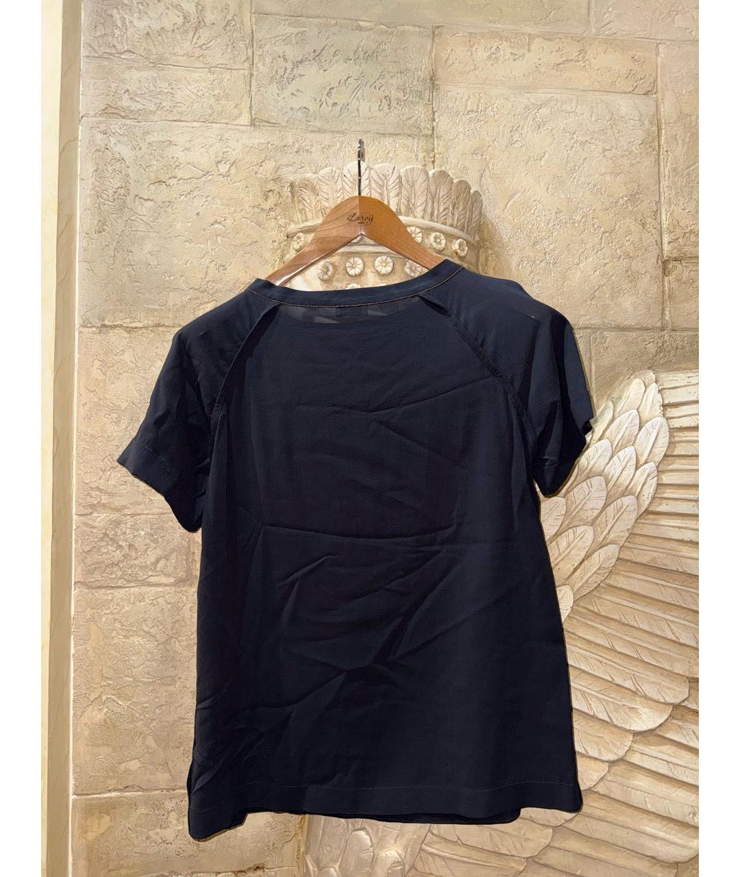 BRUNELLO CUCINELLI Черная шелковая блузы, фото 2