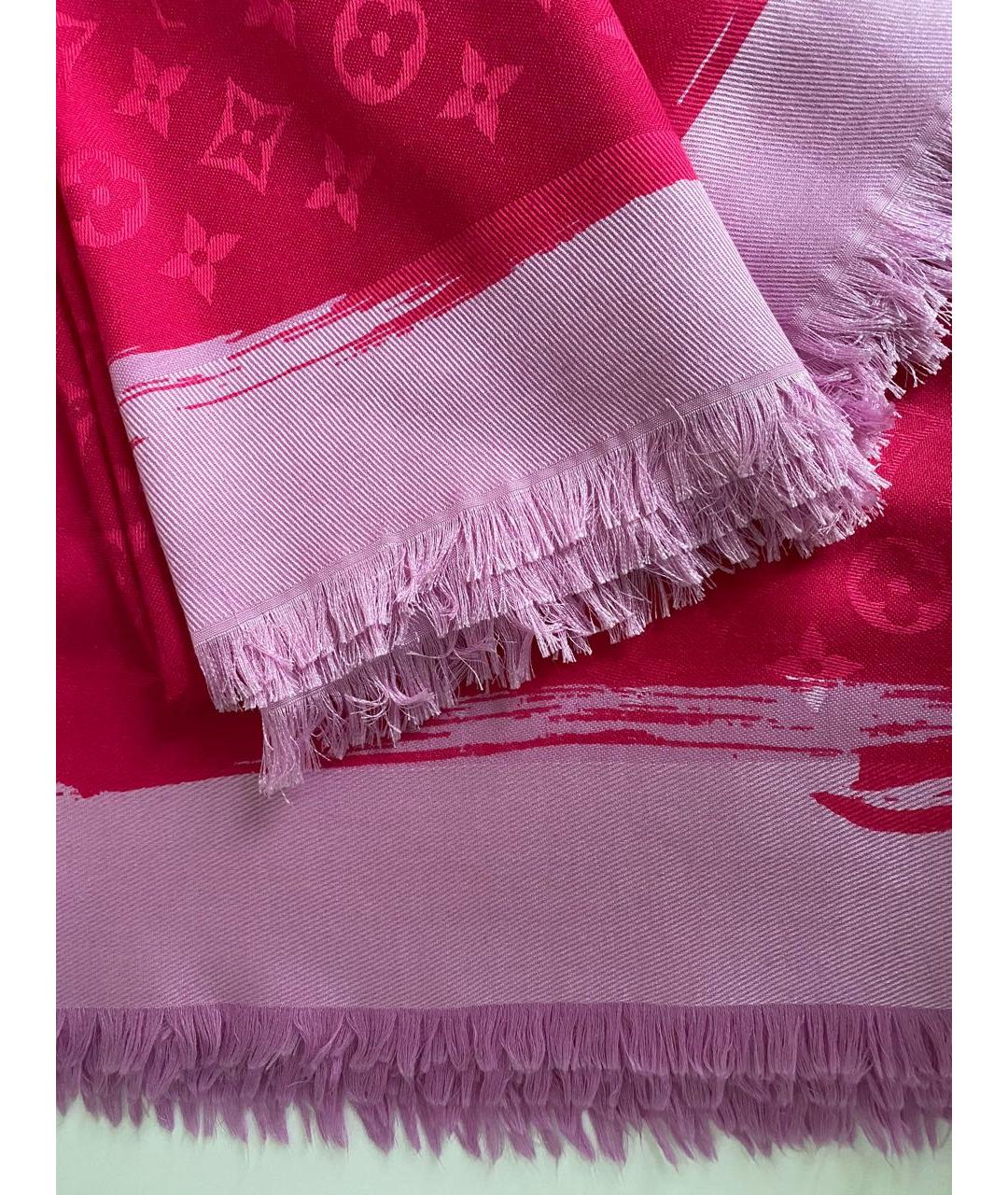 LOUIS VUITTON Фуксия шерстяной платок, фото 6