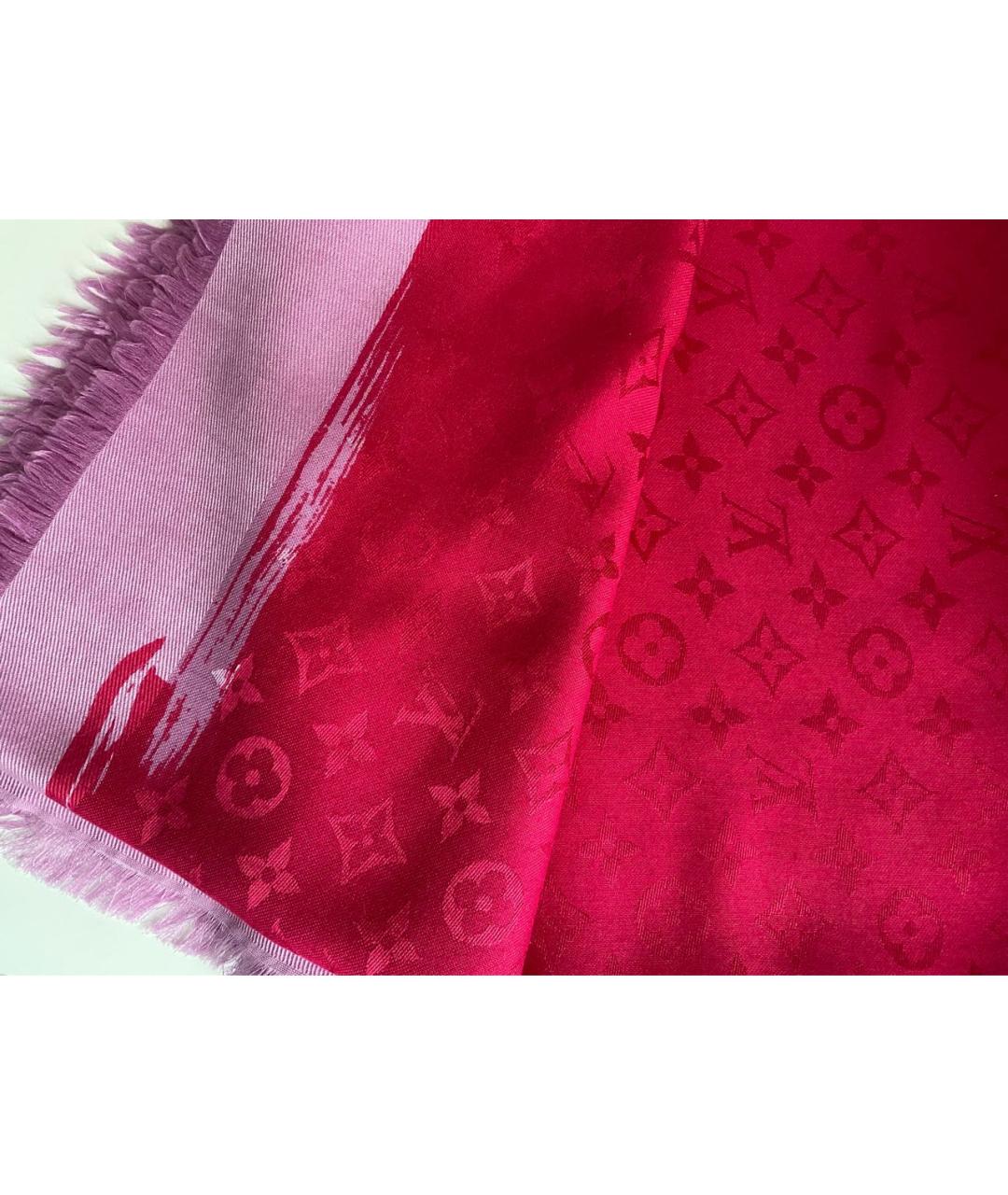 LOUIS VUITTON Фуксия шерстяной платок, фото 3