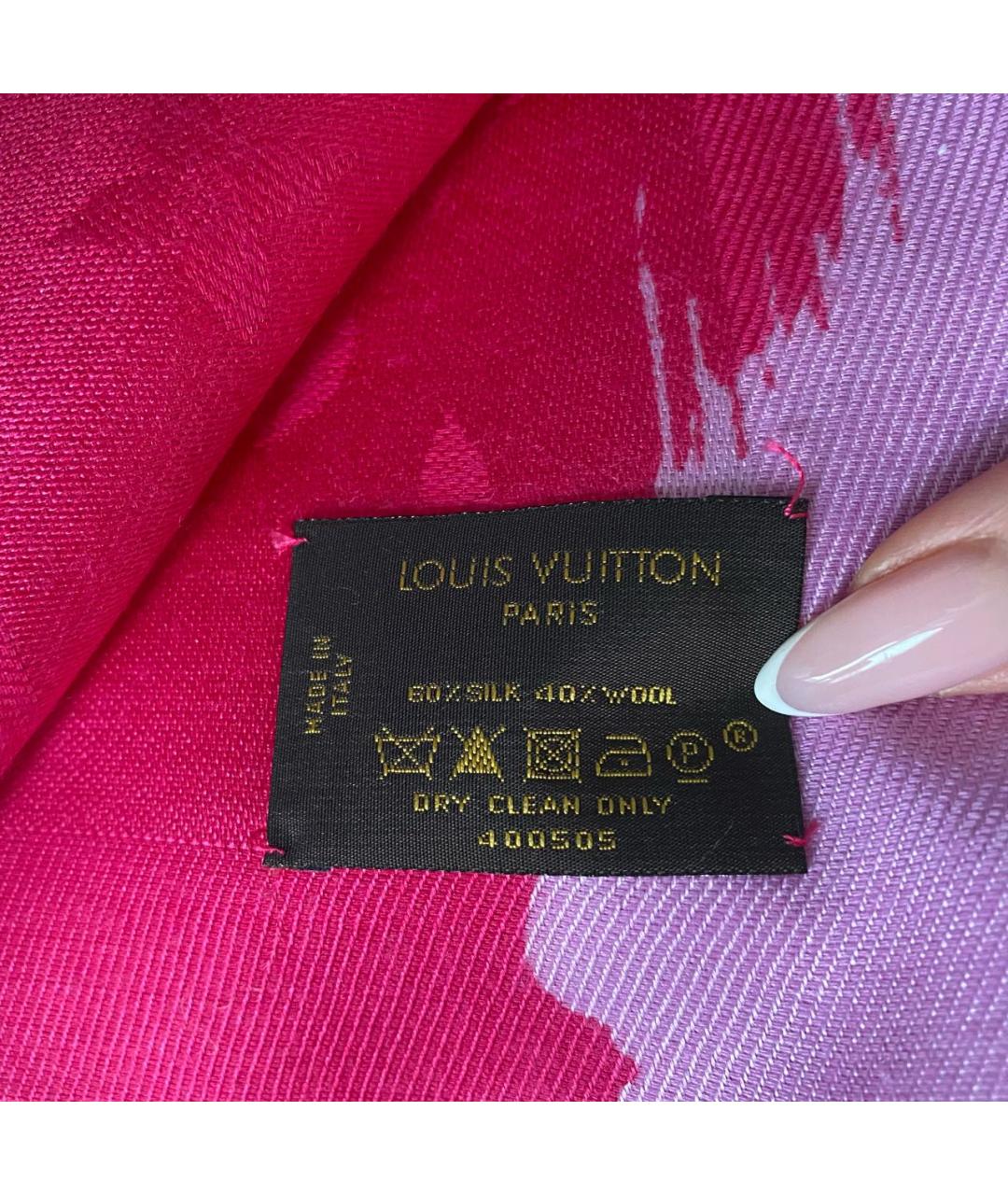 LOUIS VUITTON Фуксия шерстяной платок, фото 4