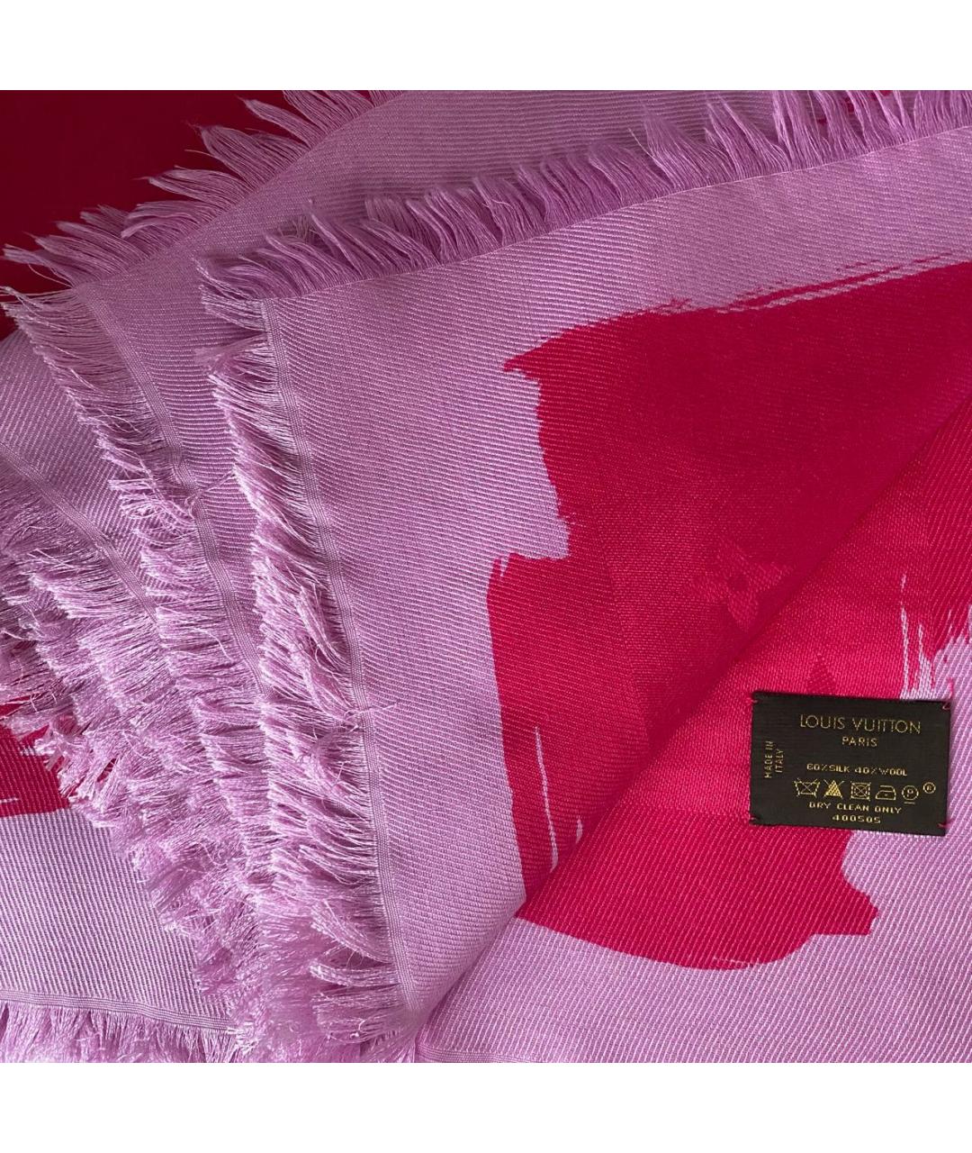 LOUIS VUITTON Фуксия шерстяной платок, фото 5