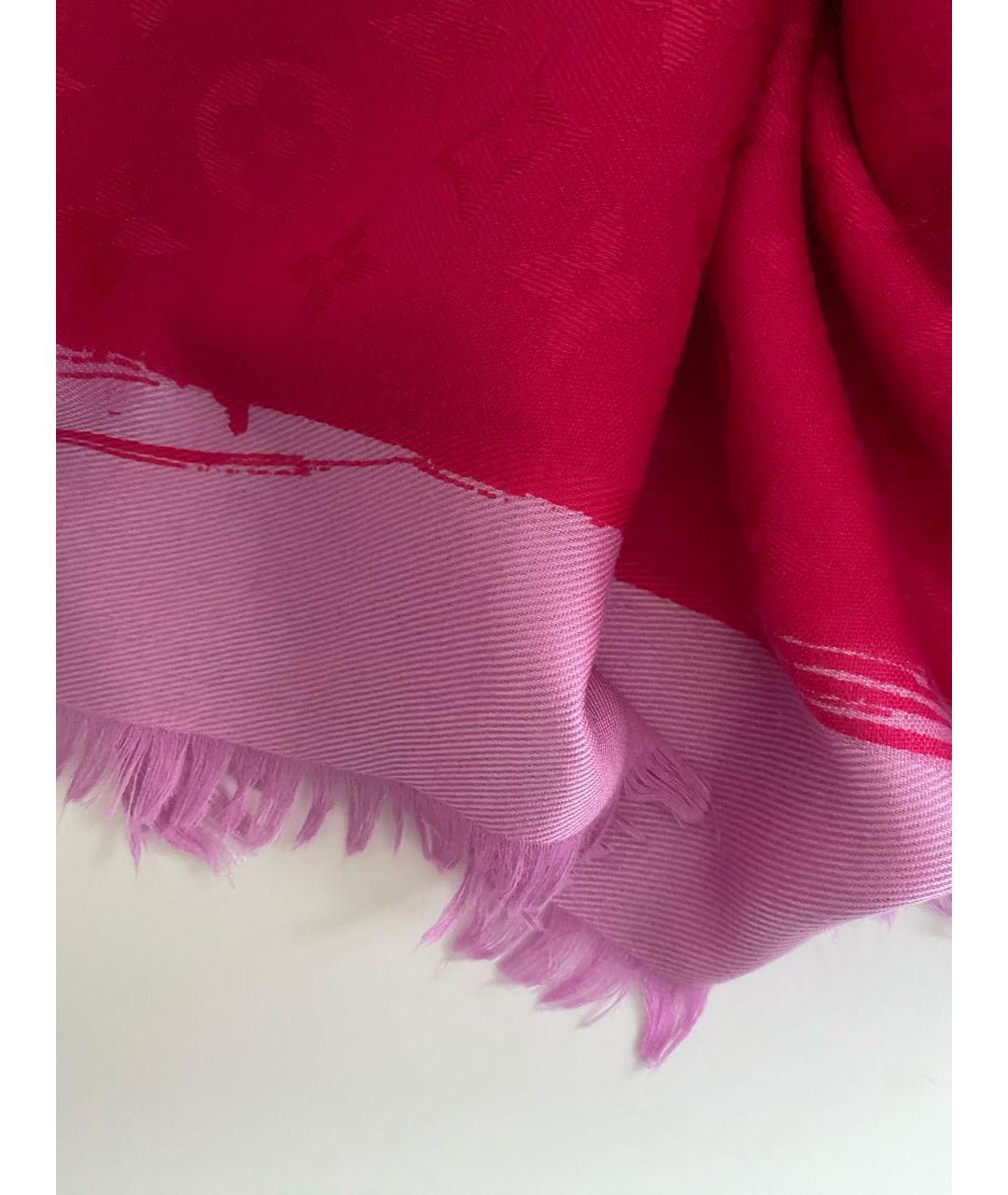 LOUIS VUITTON Фуксия шерстяной платок, фото 7