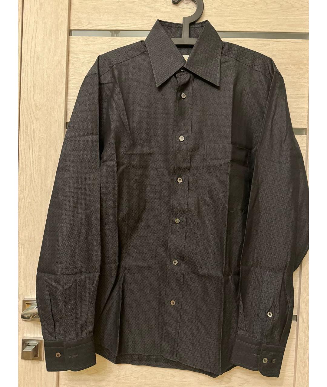 BRIONI Антрацитовая хлопковая кэжуал рубашка, фото 3