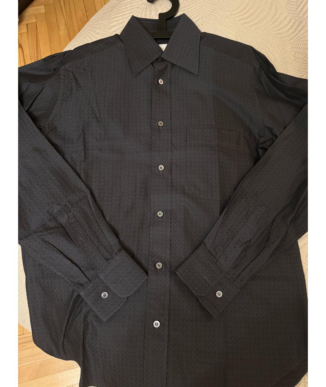 BRIONI Антрацитовая хлопковая кэжуал рубашка, фото 2