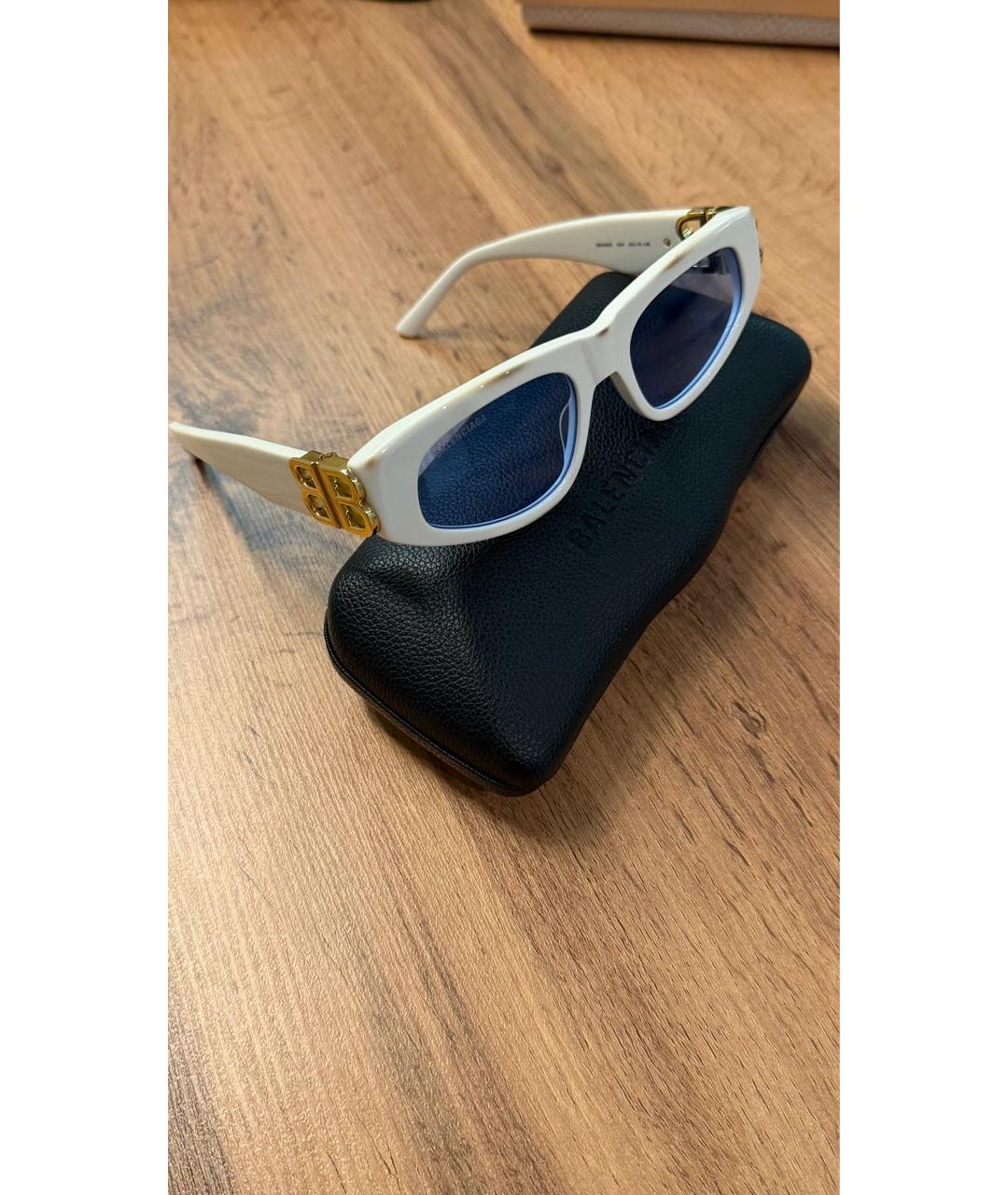 BALENCIAGA Белые пластиковые солнцезащитные очки, фото 5