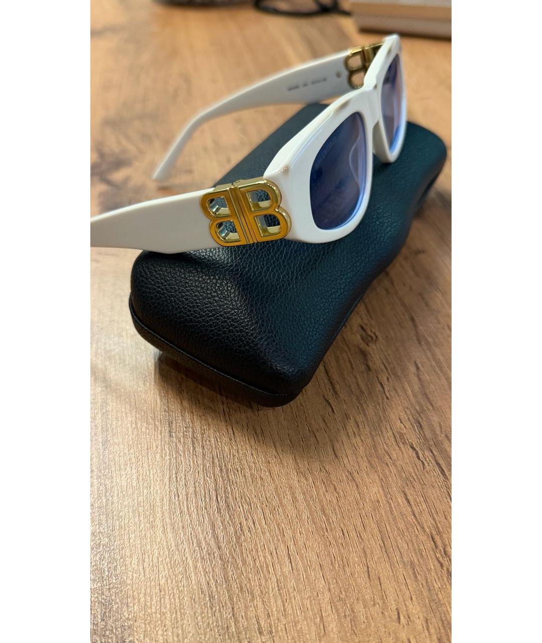 BALENCIAGA Белые пластиковые солнцезащитные очки, фото 3