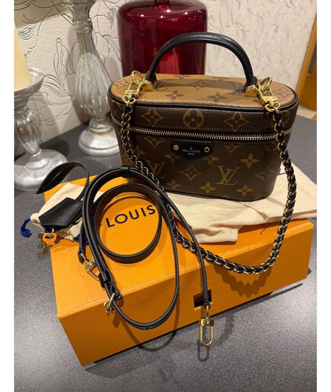 LOUIS VUITTON Коричневая кожаная сумка через плечо, фото 9