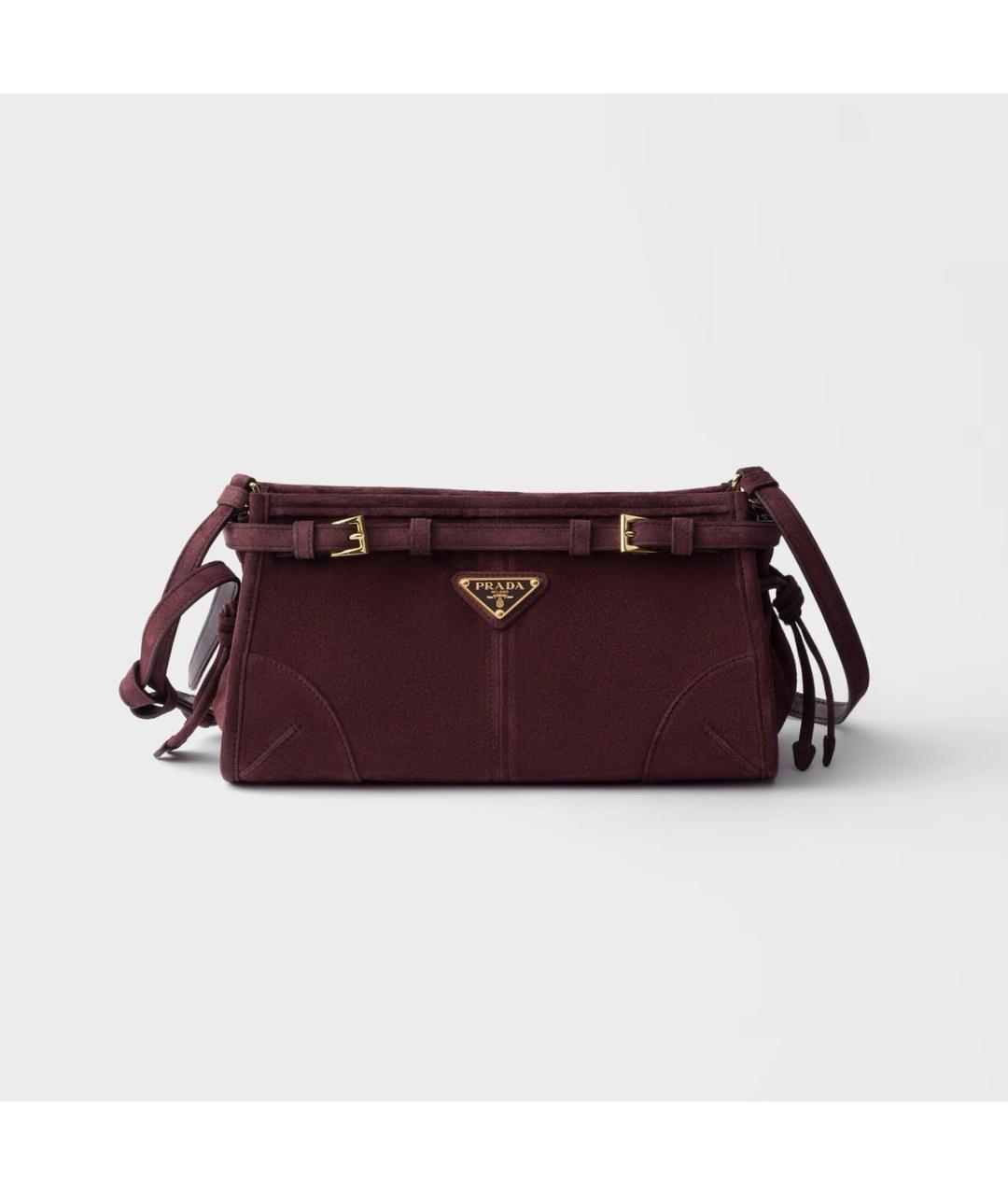 PRADA Бордовая замшевая сумка через плечо, фото 6