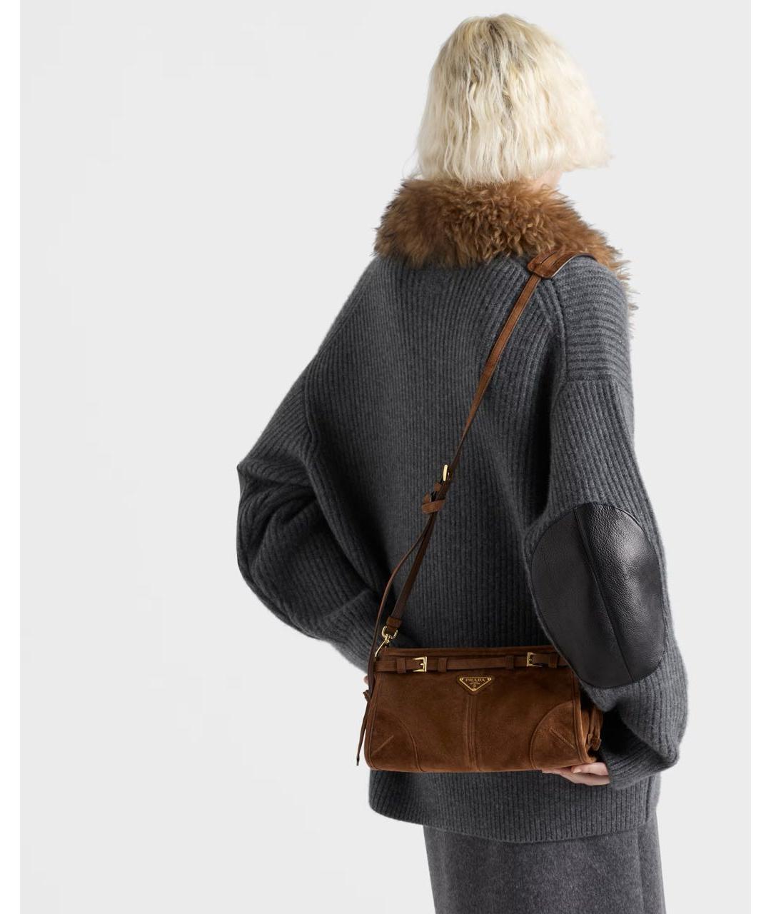 PRADA Коричневая замшевая сумка через плечо, фото 5