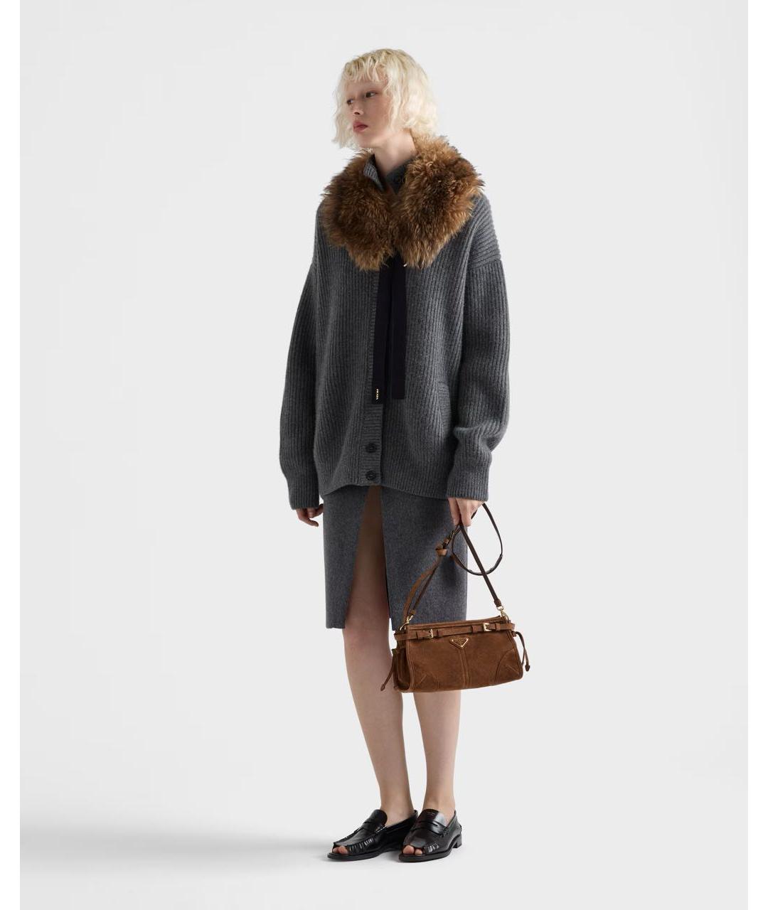 PRADA Коричневая замшевая сумка через плечо, фото 2