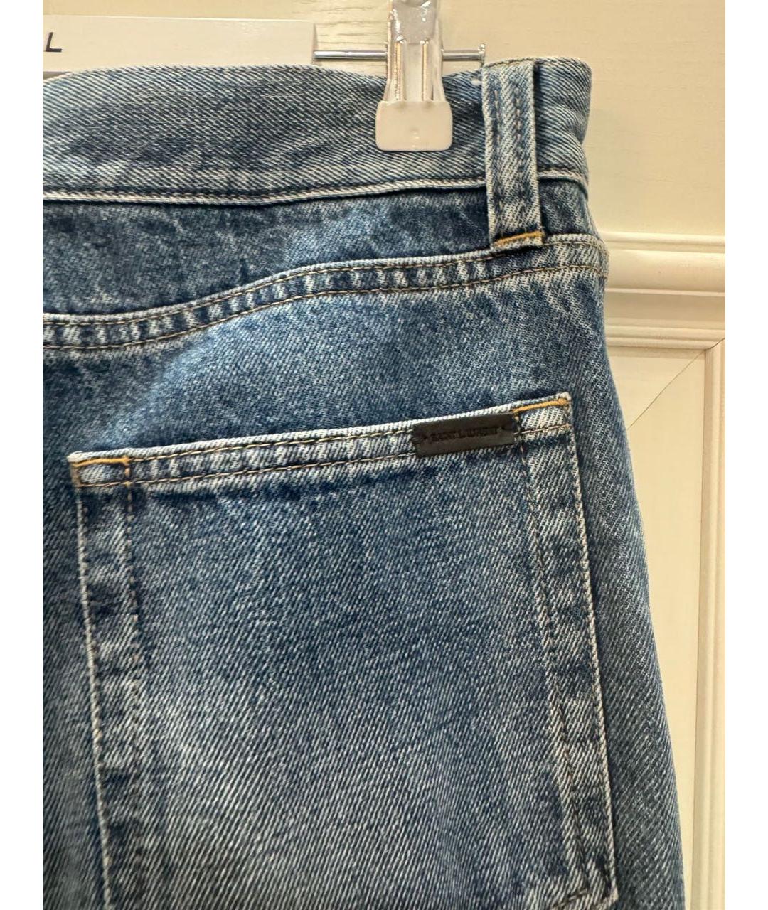 SAINT LAURENT Синие хлопковые прямые джинсы, фото 4