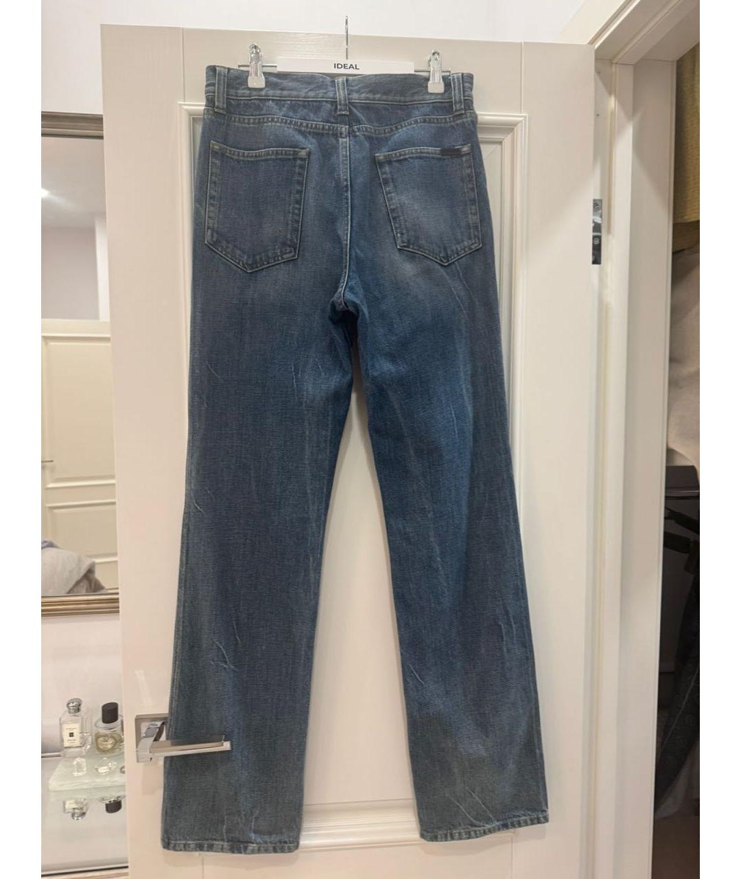 SAINT LAURENT Синие хлопковые прямые джинсы, фото 2