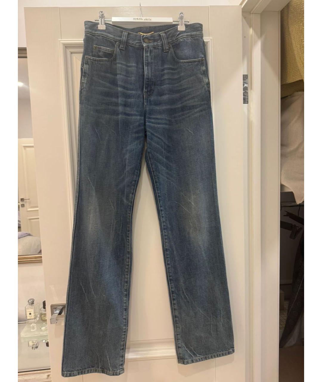 SAINT LAURENT Синие хлопковые прямые джинсы, фото 5