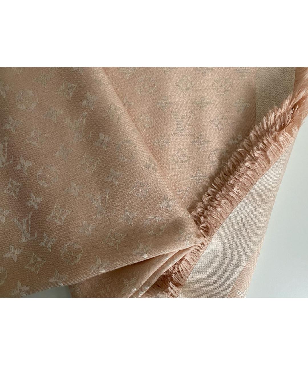 LOUIS VUITTON Коралловый шерстяной платок, фото 5