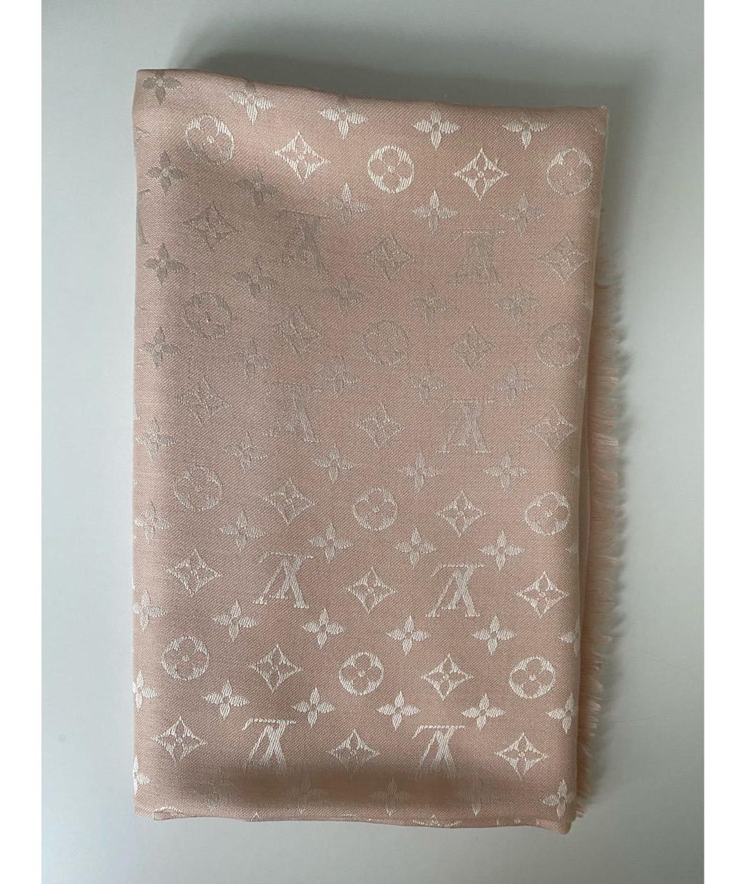LOUIS VUITTON Коралловый шерстяной платок, фото 9