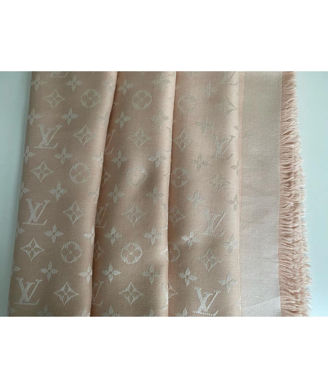 LOUIS VUITTON Коралловый шерстяной платок, фото 4