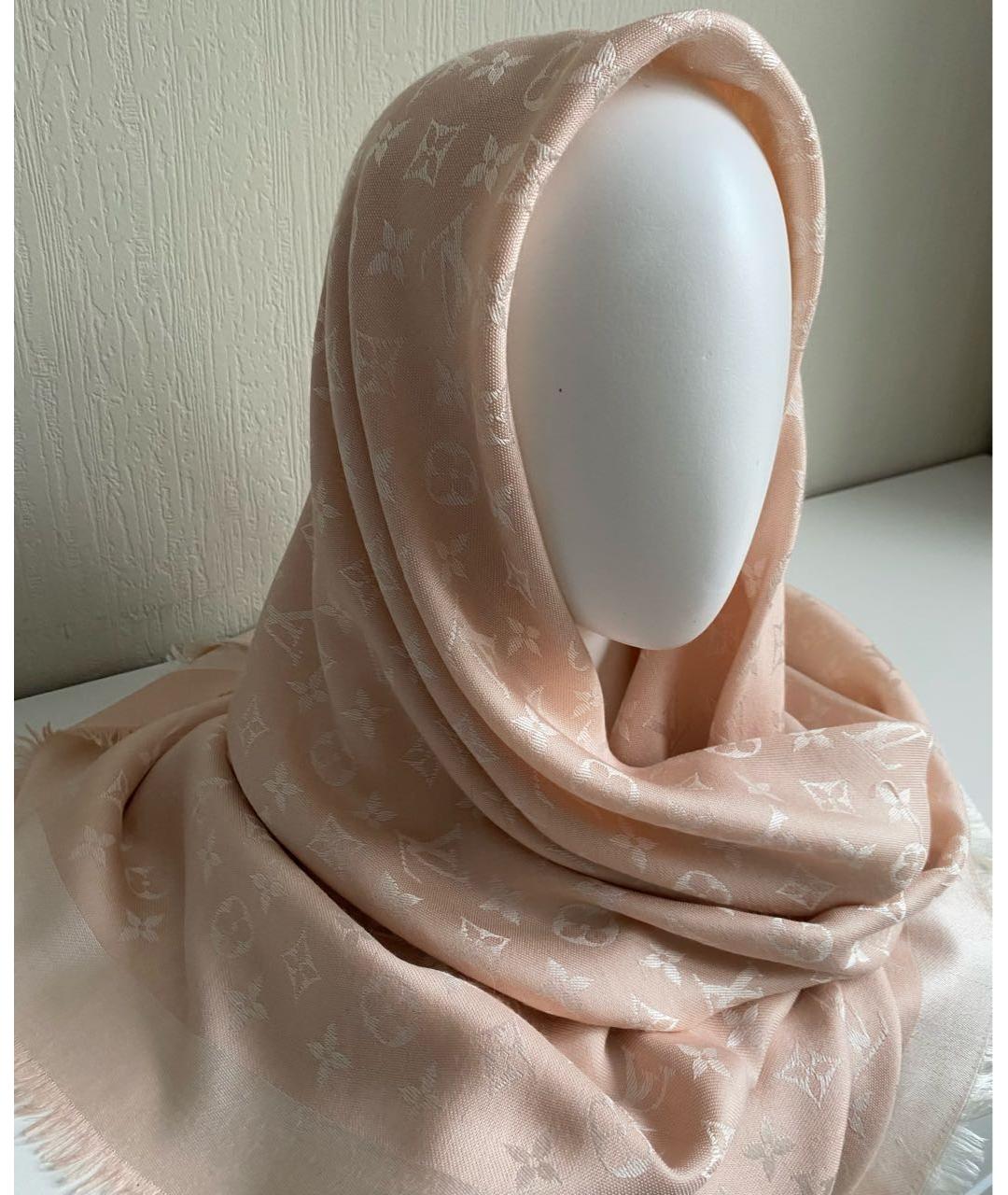 LOUIS VUITTON Коралловый шерстяной платок, фото 8