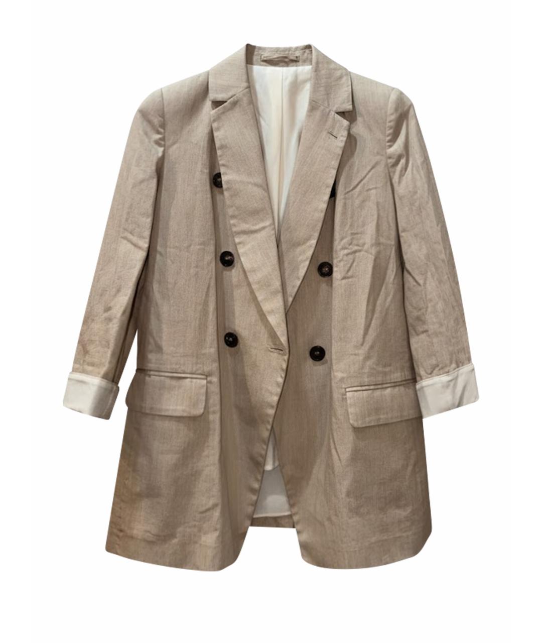 BRUNELLO CUCINELLI Бежевый льняной костюм с брюками, фото 1
