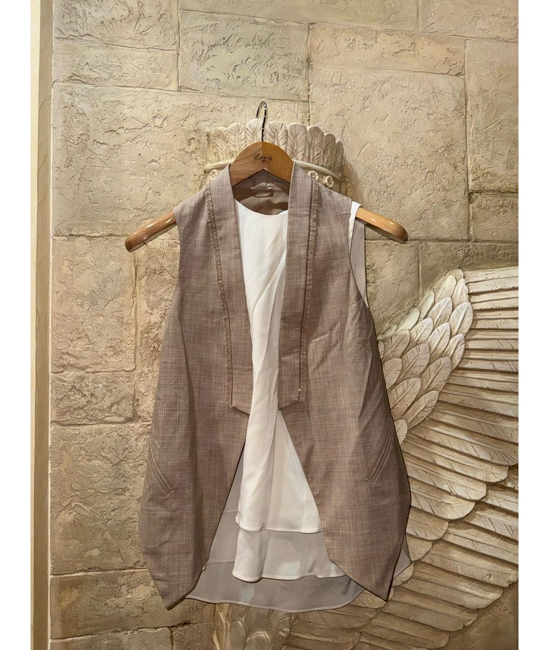 BRUNELLO CUCINELLI Бежевый льняной костюм с брюками, фото 2