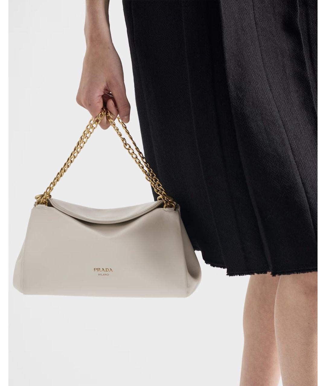 PRADA Белая кожаная сумка через плечо, фото 5