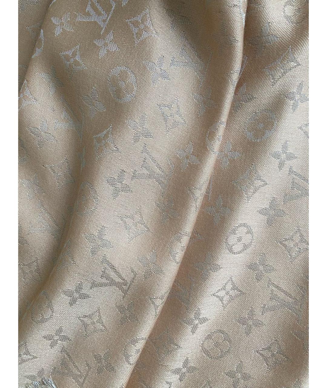 LOUIS VUITTON Бежевый шерстяной платок, фото 2