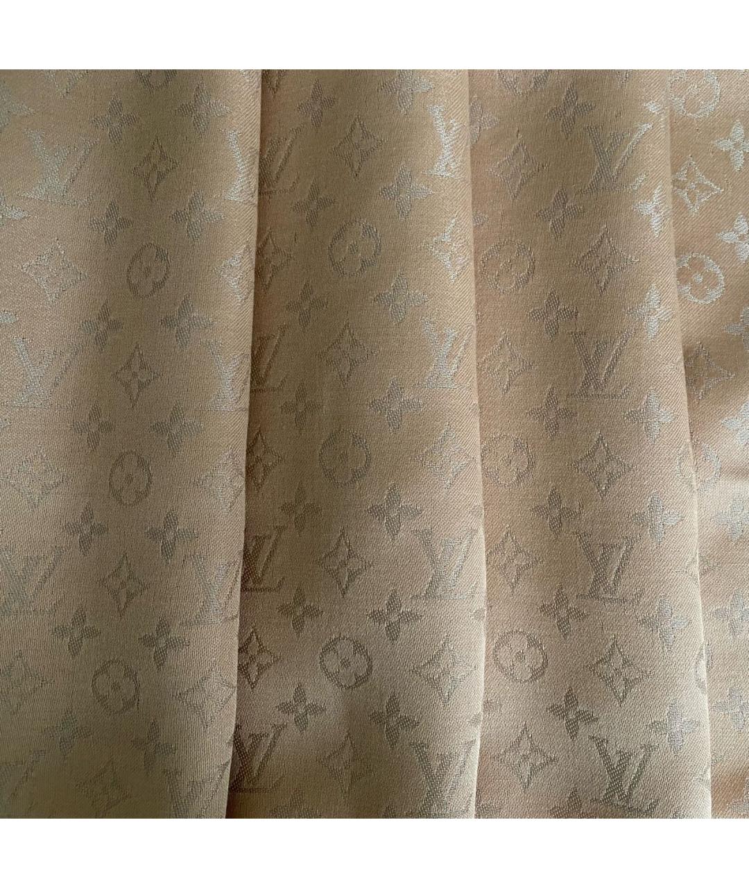 LOUIS VUITTON Бежевый шерстяной платок, фото 6