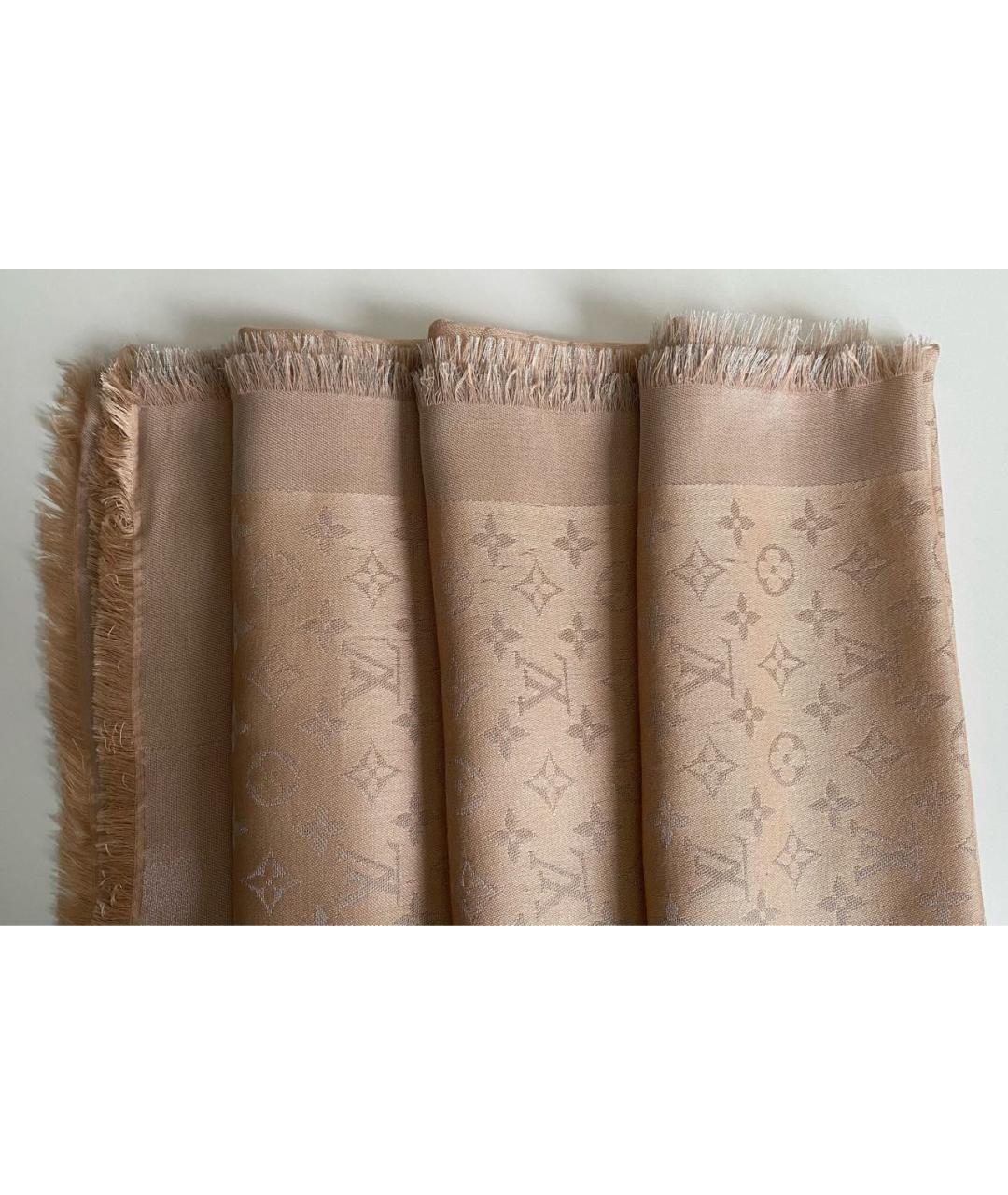 LOUIS VUITTON Бежевый шерстяной платок, фото 7