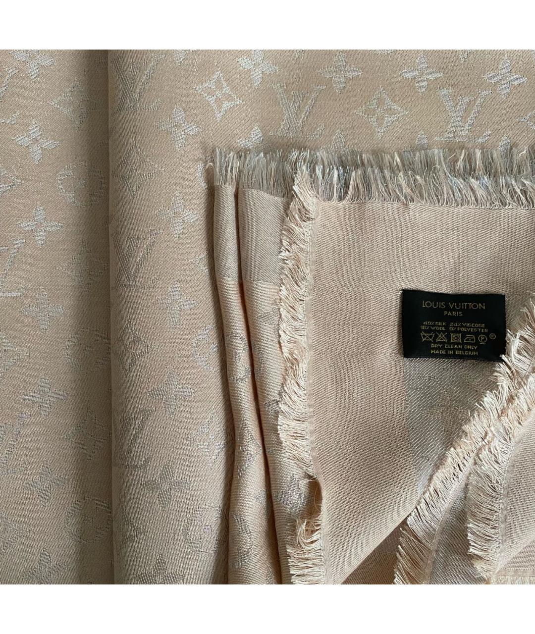 LOUIS VUITTON Бежевый шерстяной платок, фото 5