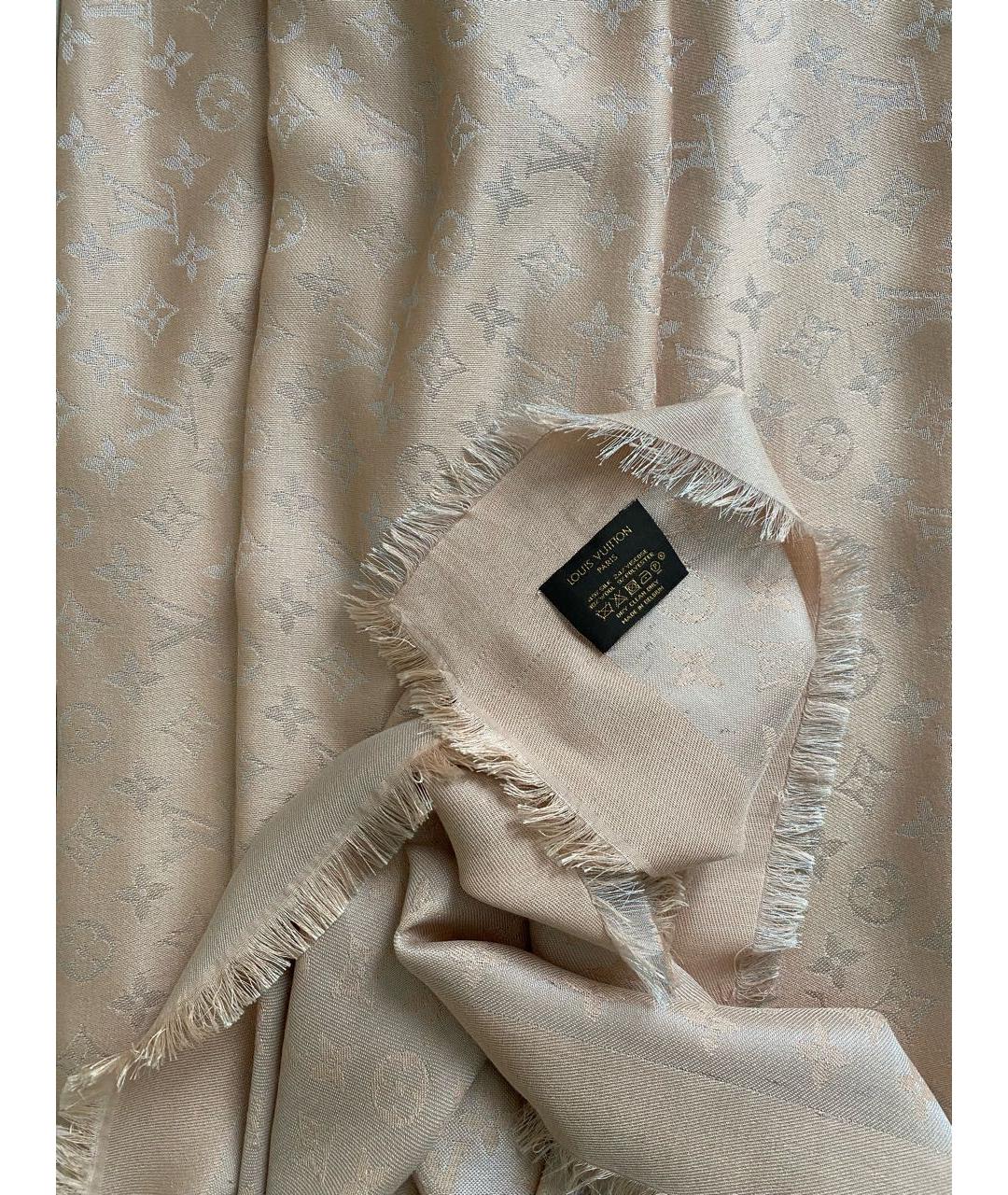 LOUIS VUITTON Бежевый шерстяной платок, фото 3