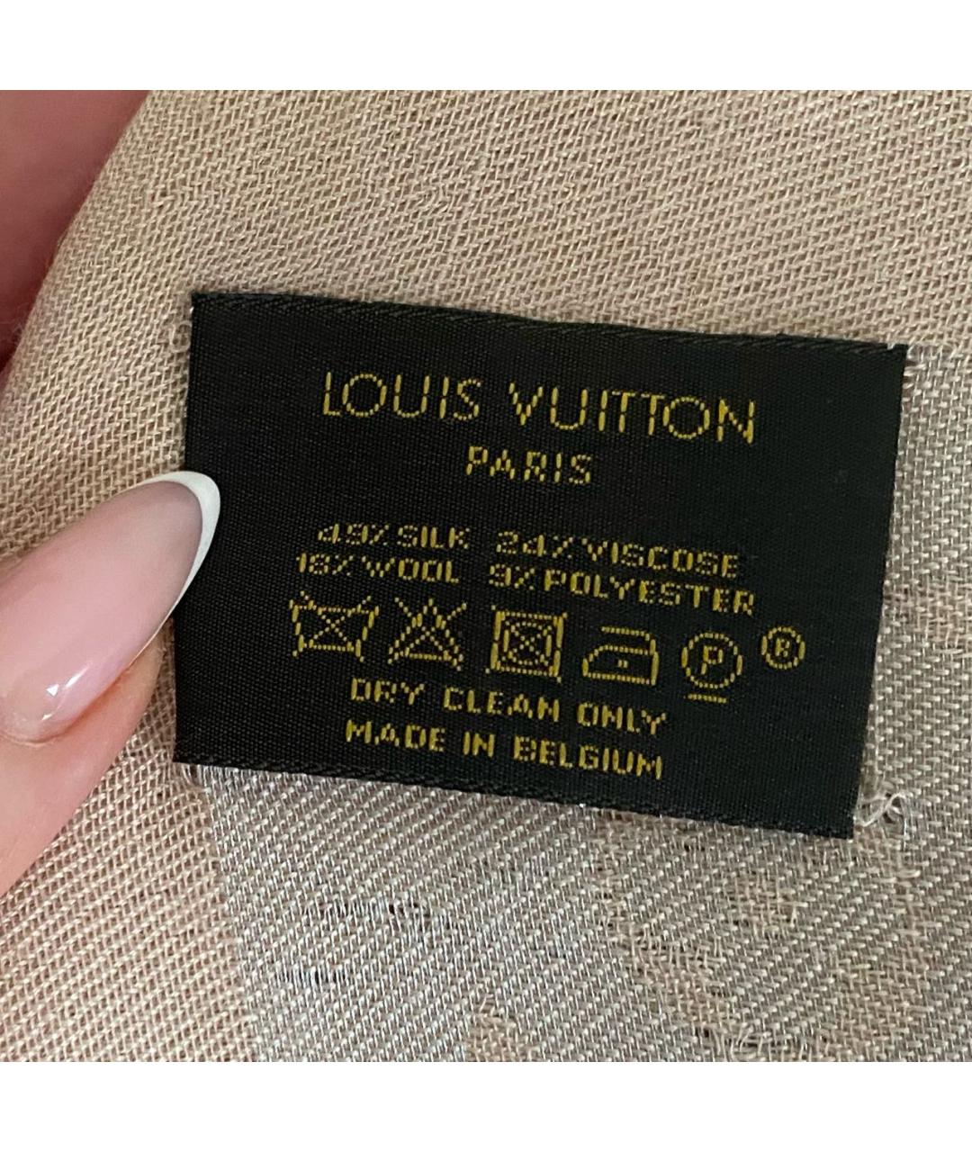 LOUIS VUITTON Бежевый шерстяной платок, фото 4