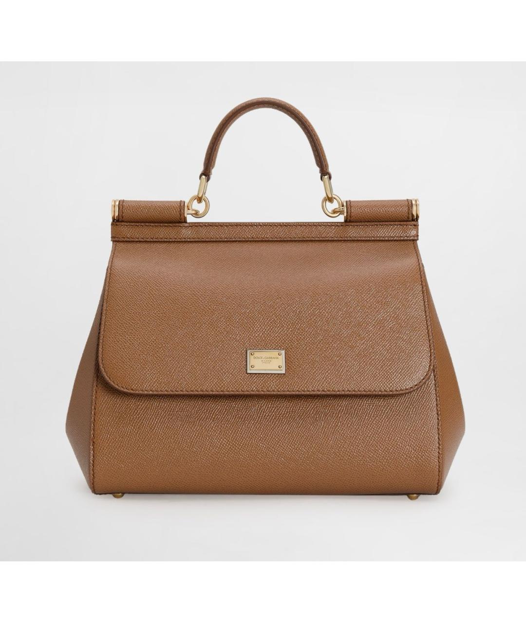 DOLCE&GABBANA Коричневая кожаная сумка с короткими ручками, фото 9