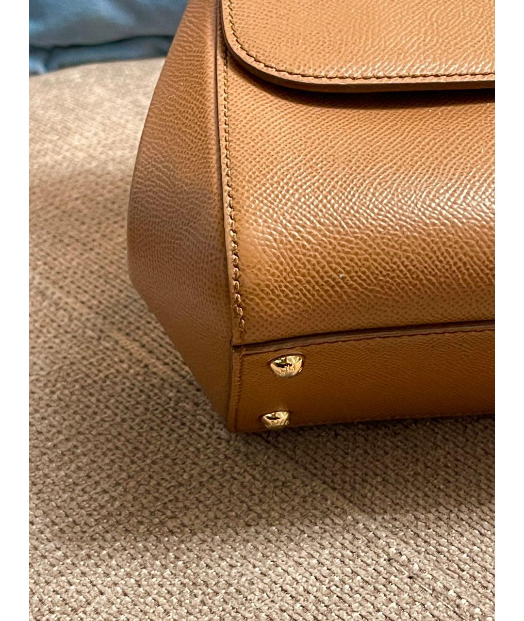 DOLCE&GABBANA Коричневая кожаная сумка с короткими ручками, фото 7