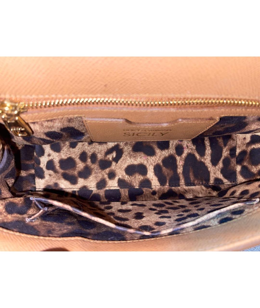 DOLCE&GABBANA Коричневая кожаная сумка с короткими ручками, фото 4