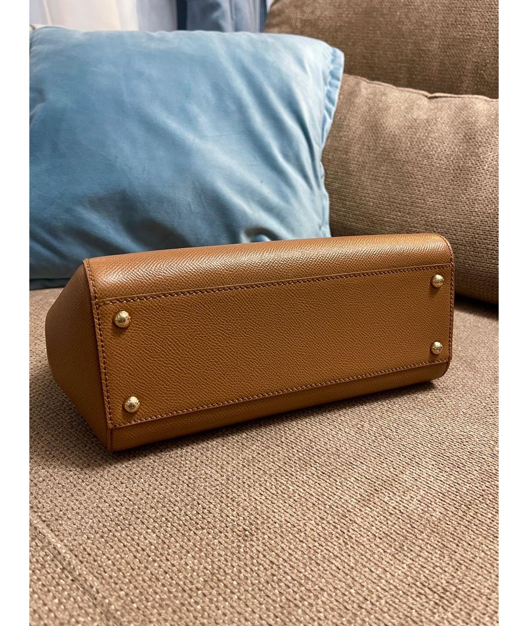 DOLCE&GABBANA Коричневая кожаная сумка с короткими ручками, фото 6