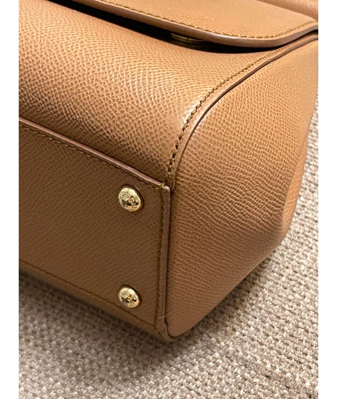 DOLCE&GABBANA Коричневая кожаная сумка с короткими ручками, фото 8