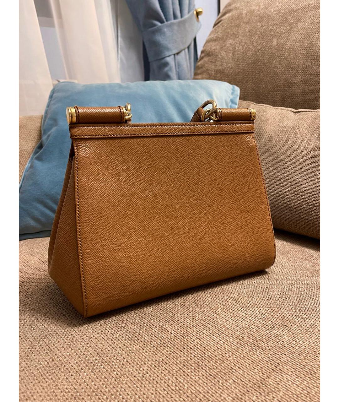 DOLCE&GABBANA Коричневая кожаная сумка с короткими ручками, фото 3