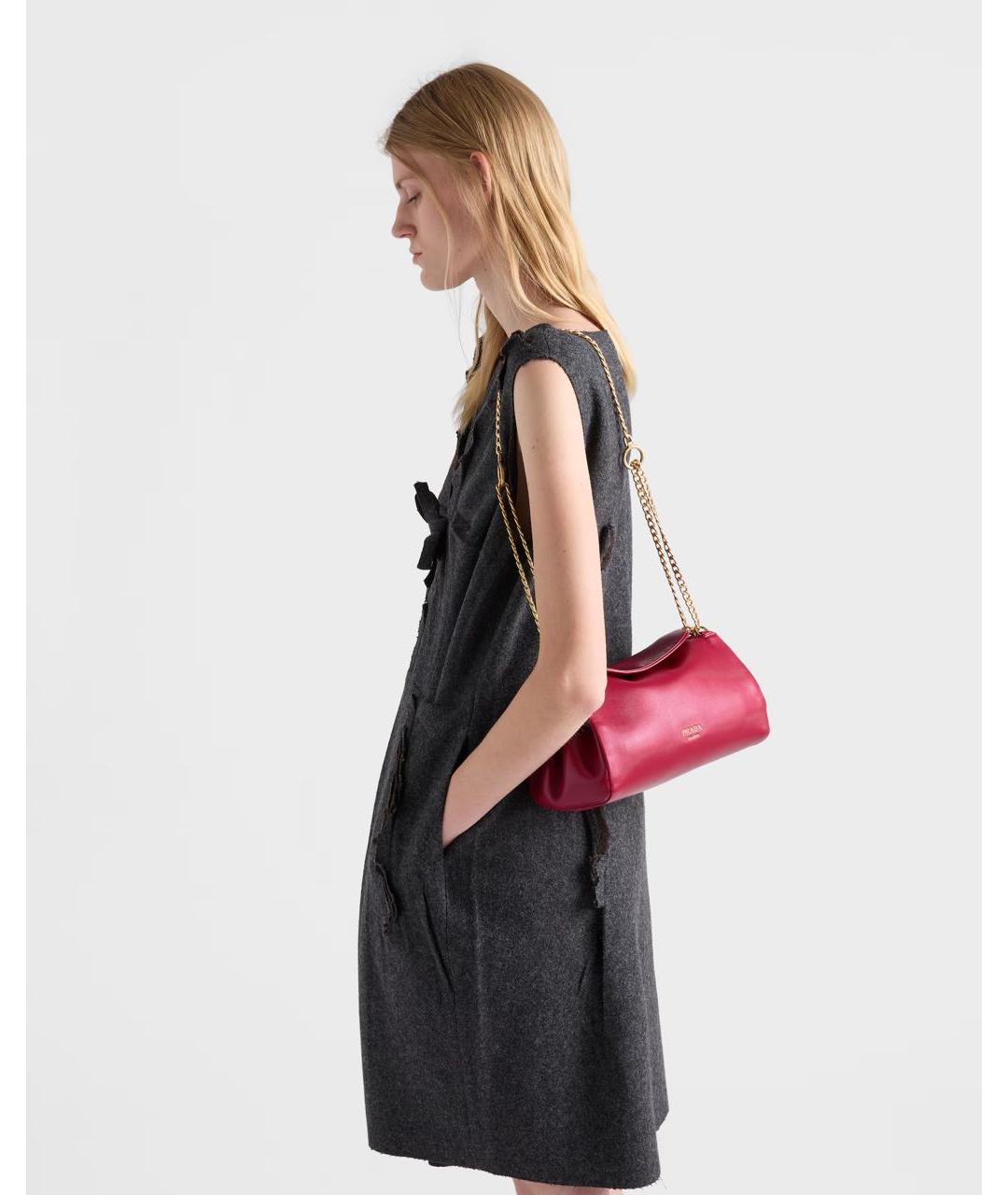 PRADA Красная кожаная сумка через плечо, фото 6