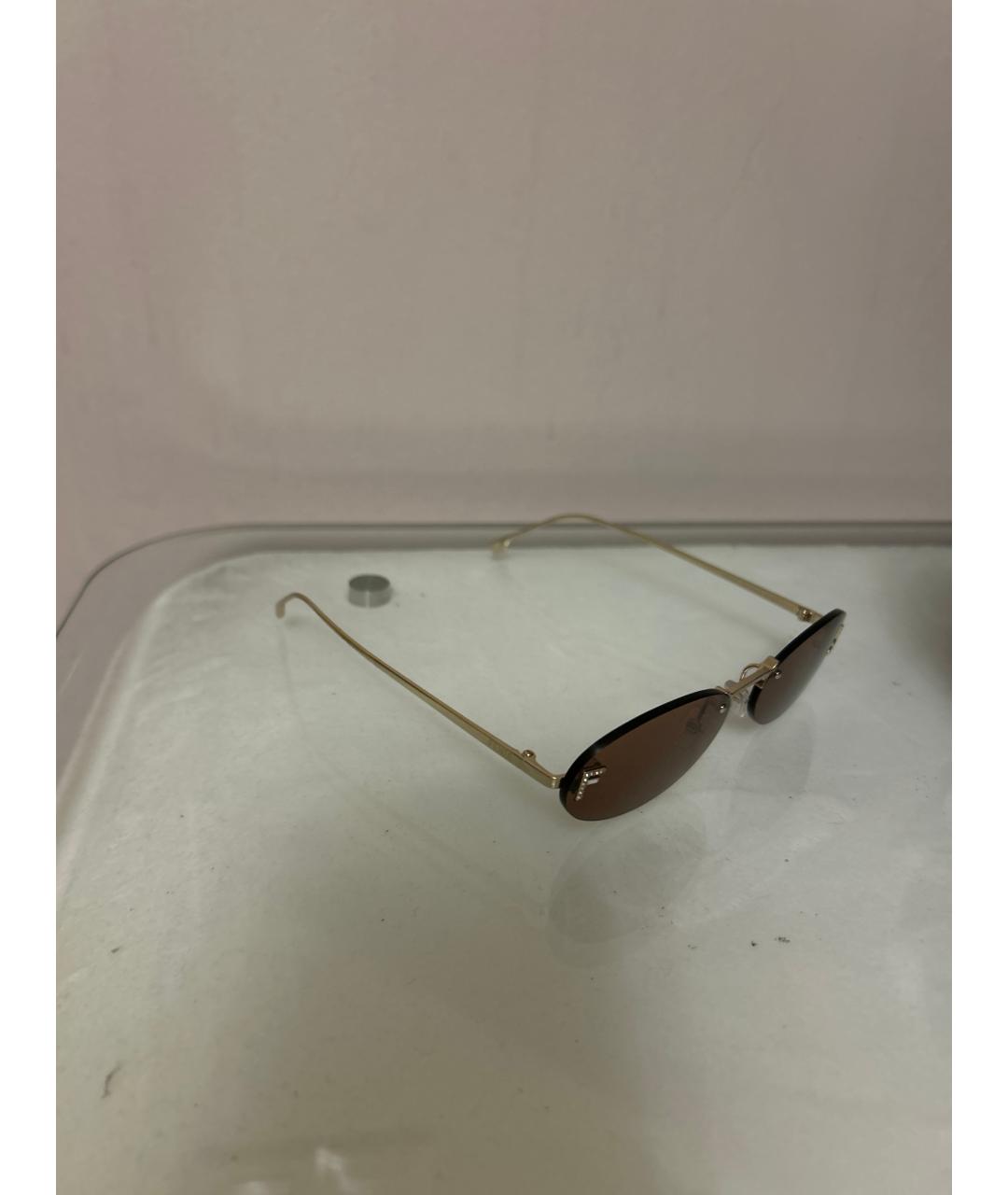 FENDI Коричневые металлические солнцезащитные очки, фото 2