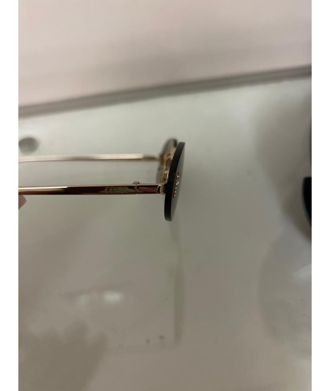 FENDI Коричневые металлические солнцезащитные очки, фото 3
