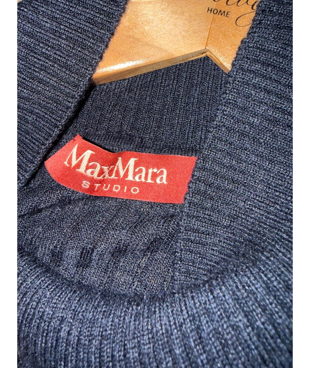 MAX MARA STUDIO Темно-синяя шерстяная водолазка, фото 3