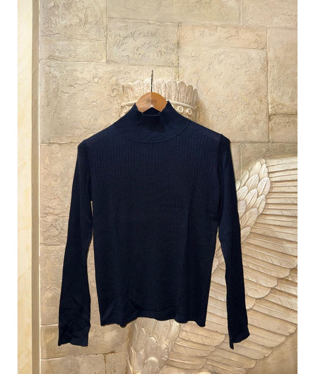 MAX MARA STUDIO Темно-синяя шерстяная водолазка, фото 5