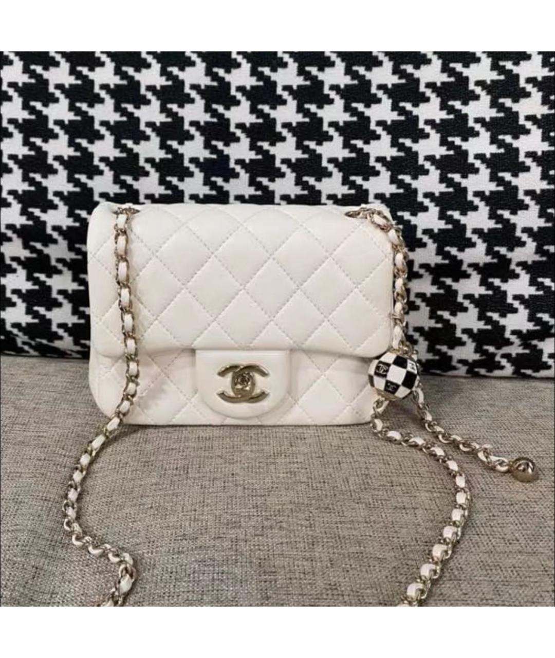 CHANEL Белая кожаная сумка через плечо, фото 4