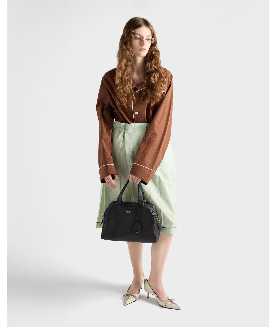 PRADA Черная кожаная сумка с короткими ручками, фото 2