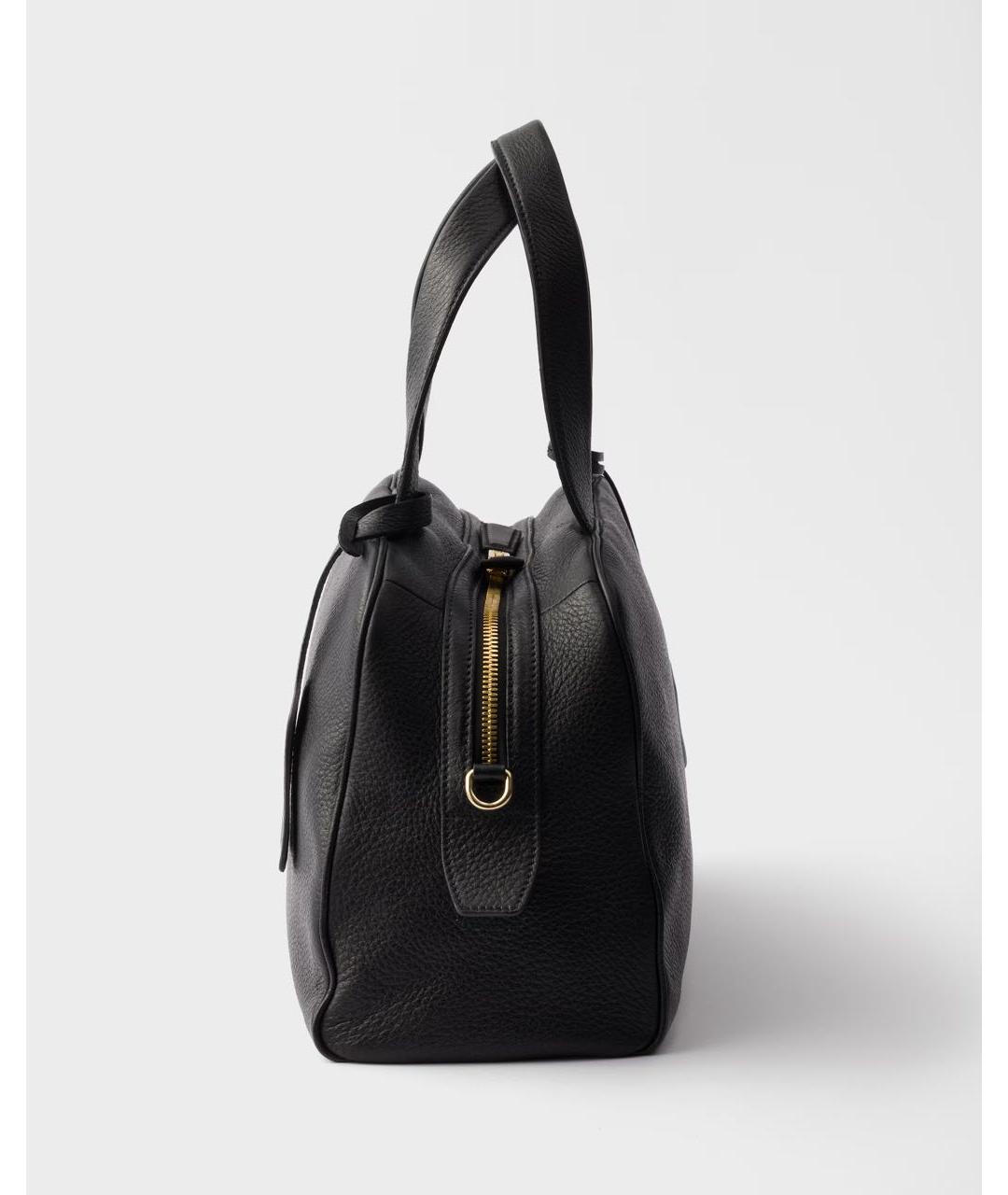 PRADA Черная кожаная сумка с короткими ручками, фото 5