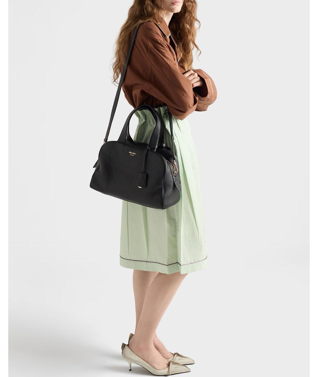 PRADA Черная кожаная сумка с короткими ручками, фото 7