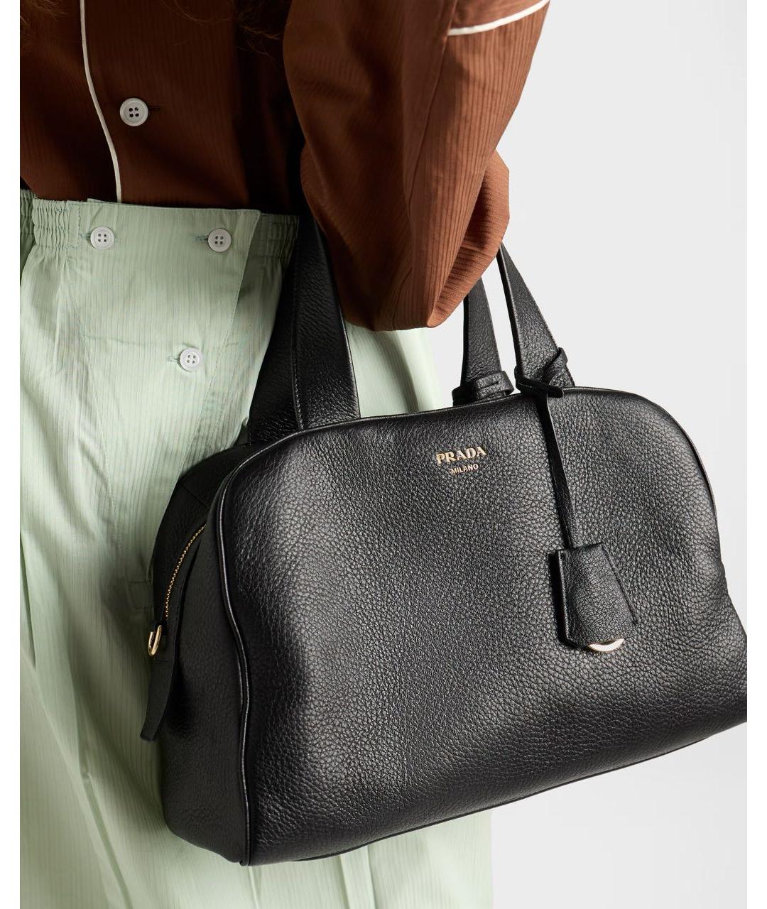 PRADA Черная кожаная сумка с короткими ручками, фото 6