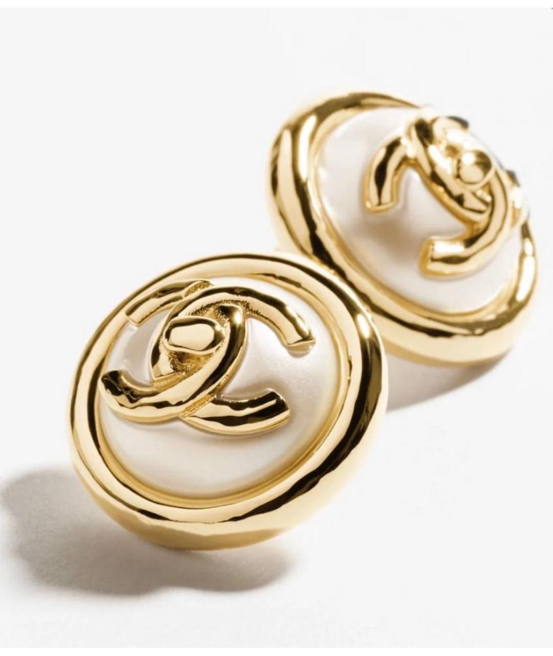 CHANEL Золотые металлические серьги, фото 2
