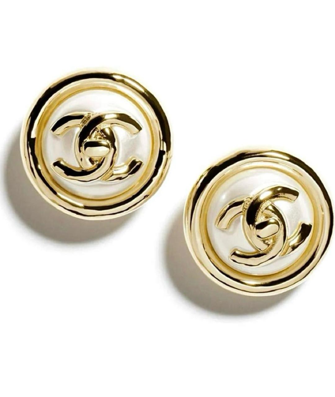 CHANEL Золотые металлические серьги, фото 1