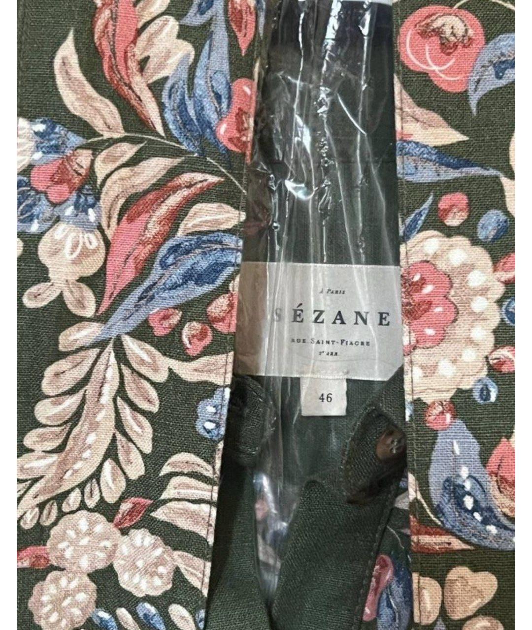 Sezane Зеленые льняное повседневное платье, фото 3