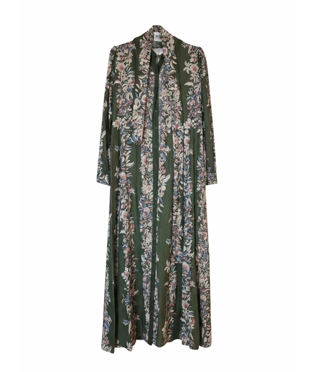 Sezane Зеленые льняное повседневное платье, фото 1